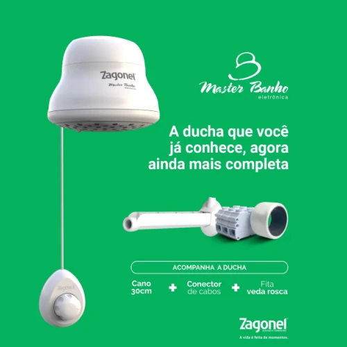 Chuveiro Eletrônico Ducha Master Banho com Cano - Zagonel